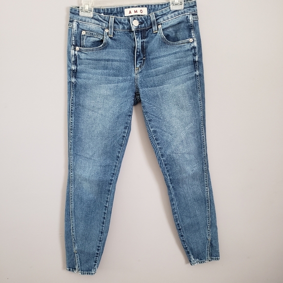 AMO Twist Skinny Jeans Girl Crush Split Ankle Hem Sz 25 - Picture 2 of 6